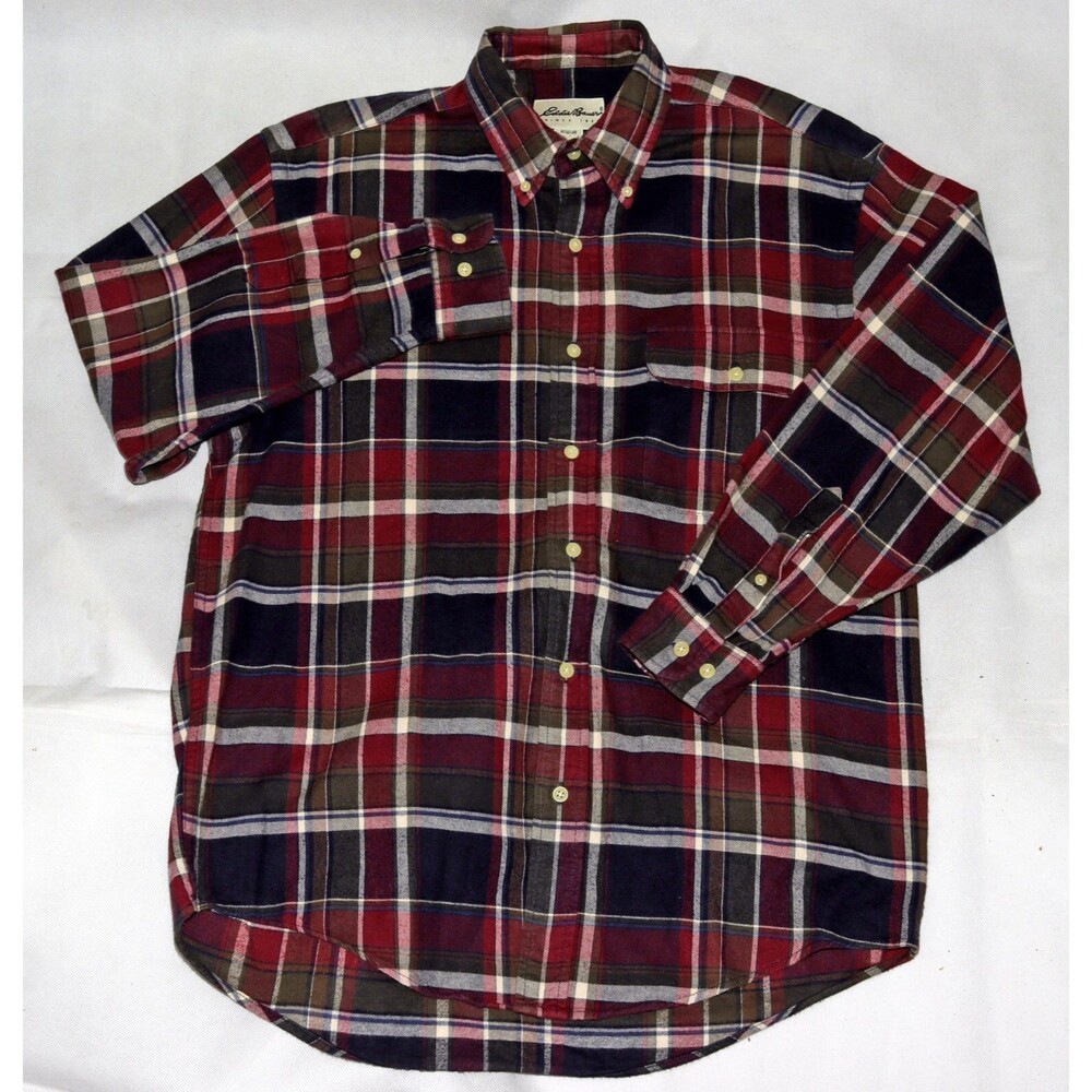 Eddie Bauer‎ Men's Long Sleeve Button Down Plaid Flannel Shirt Size S/P Small